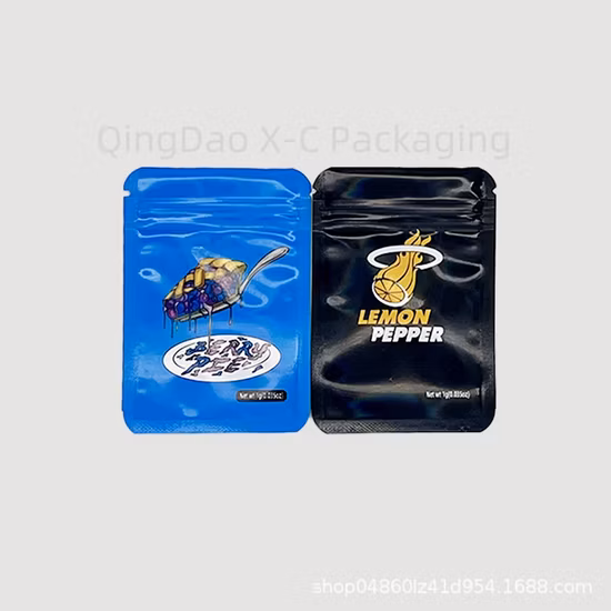 Bolsa de papel de aluminio Ziplock con sello de alimentos de plástico resellable con impresión personalizada 3,5g 7g 14G Bolsa de Mylar para galletas a prueba de olores con cremallera con logotipo